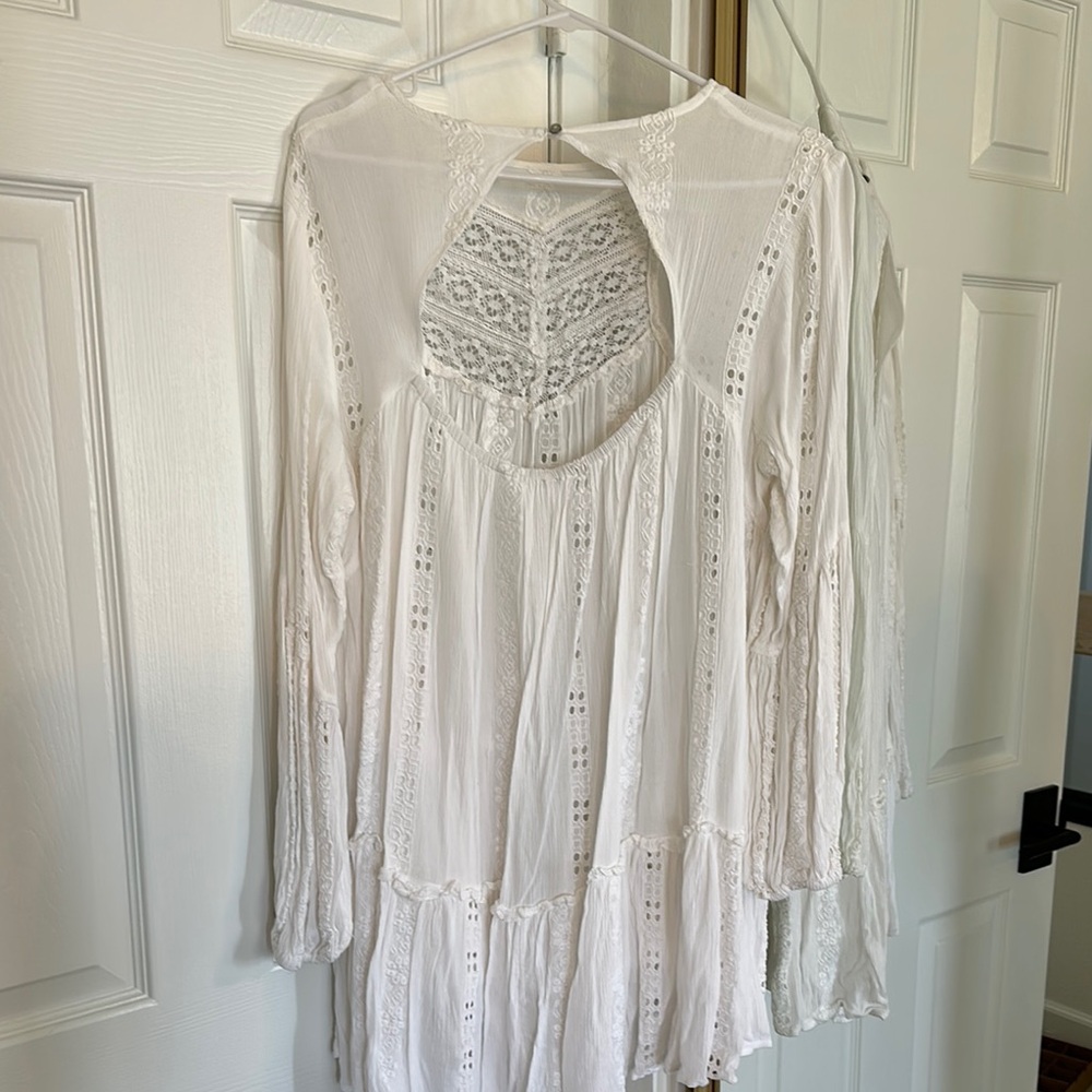 Free People Cream Asymmetrical Ruffled Tunic - Picture 4 of 4